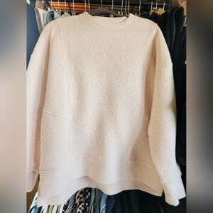 CALIA by Carrie Underwood Cream Textured Crewneck Sweater